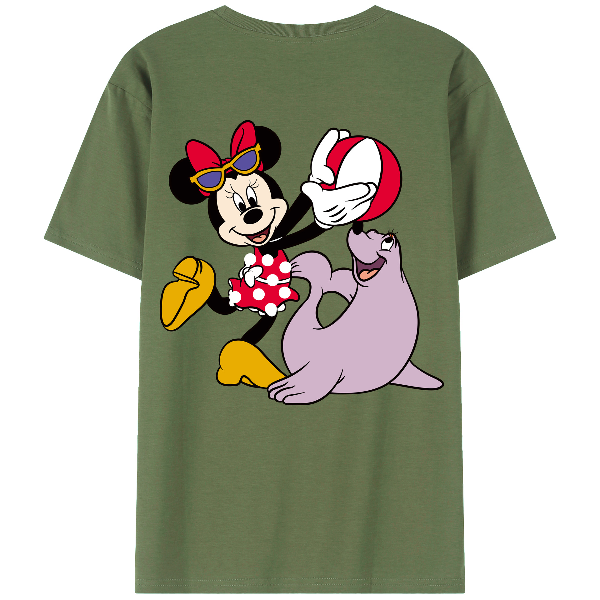 ミッキーマウス Mickey Mouse 綿100％ メンズ半袖Tシャツ（バックプリント） 通気性